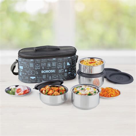 borosil stainless steel lunch box|Borosil steel lunch box.